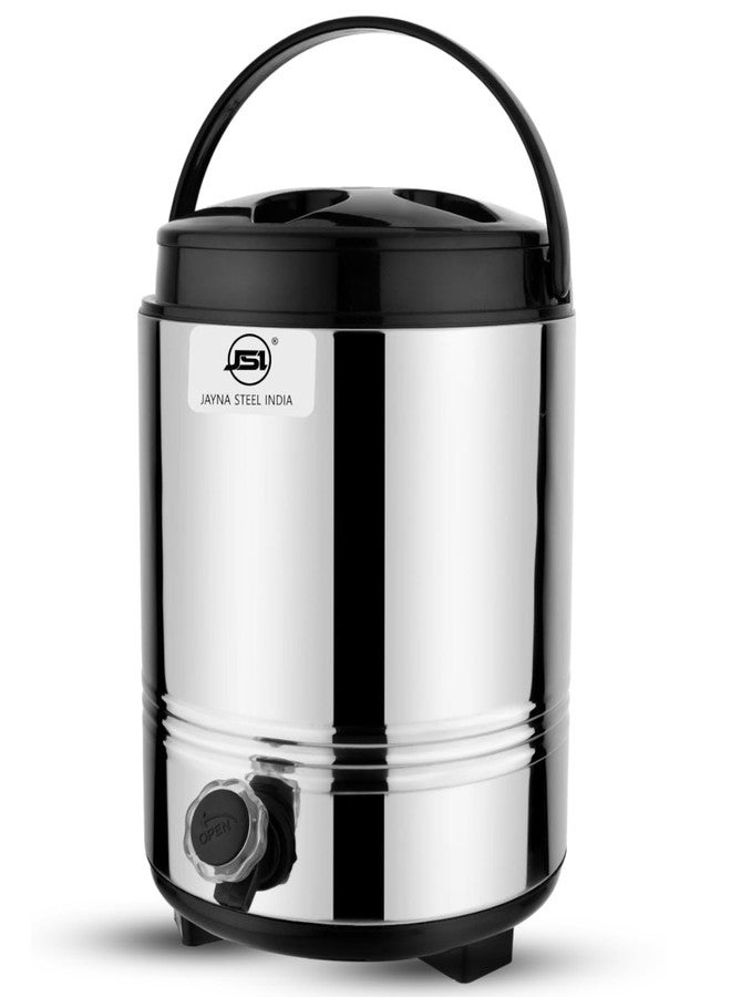 JSI إبريق ماء من الفولاذ المقاوم للصدأ من JSI مزود بصنبور، سعة 8 لترات، مناسب للمكتب والمنزل والمطبخ - يحافظ على المشروبات ساخنة وباردة - مقبض سهل الحمل - قاعدة متينة وقوية - إبريق ماء معزول بعازل البولي يوريثان - Image 1